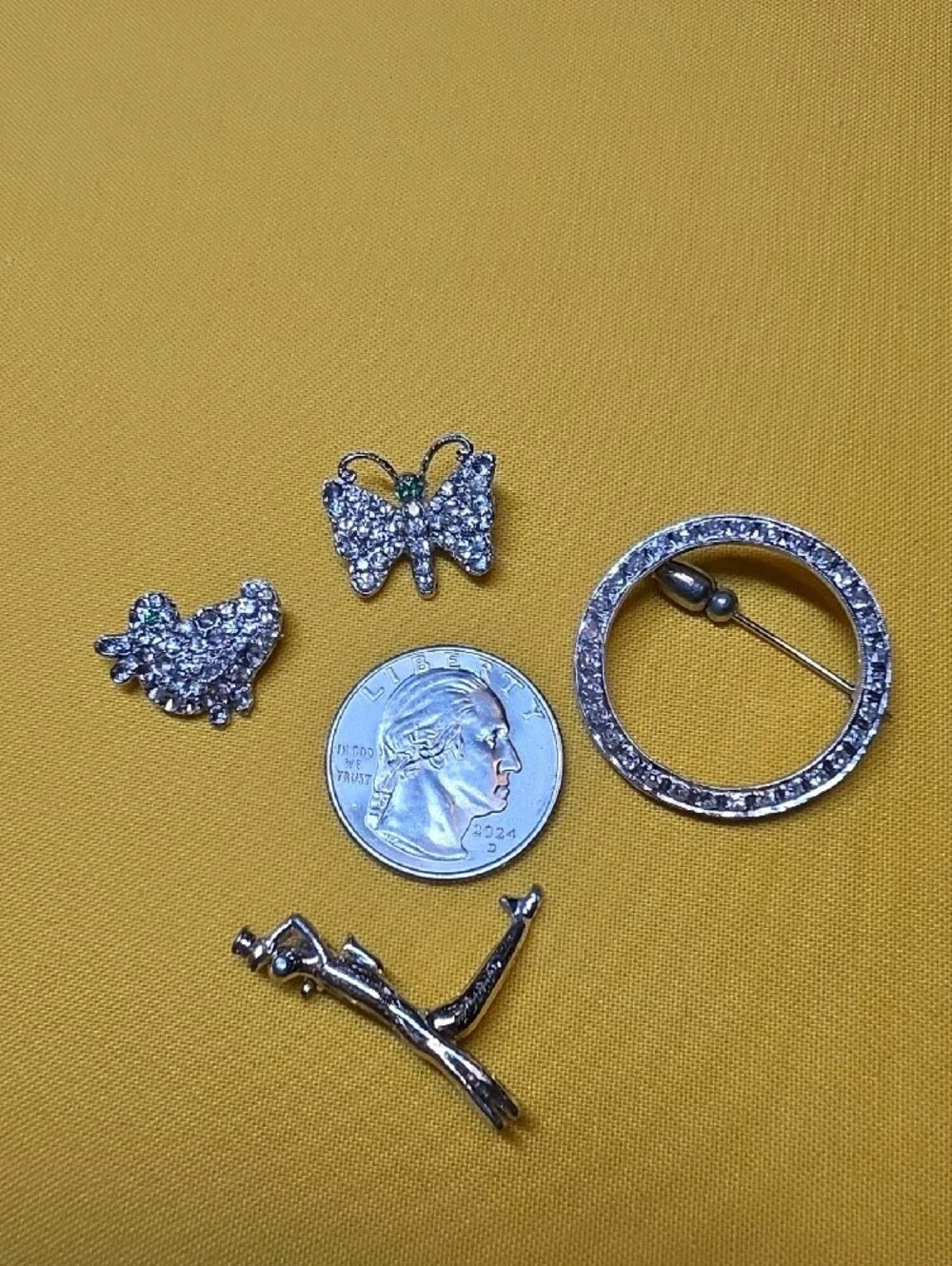 Vintage Silver Tone & Rhinestone Brooch Lot 8pc - 1 Marked Emmons ▪︎ Unique Lot!